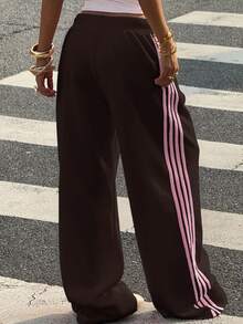 Muchica Women's White Knit Wide Leg Casual Sweatpants - Multicolor - View 2