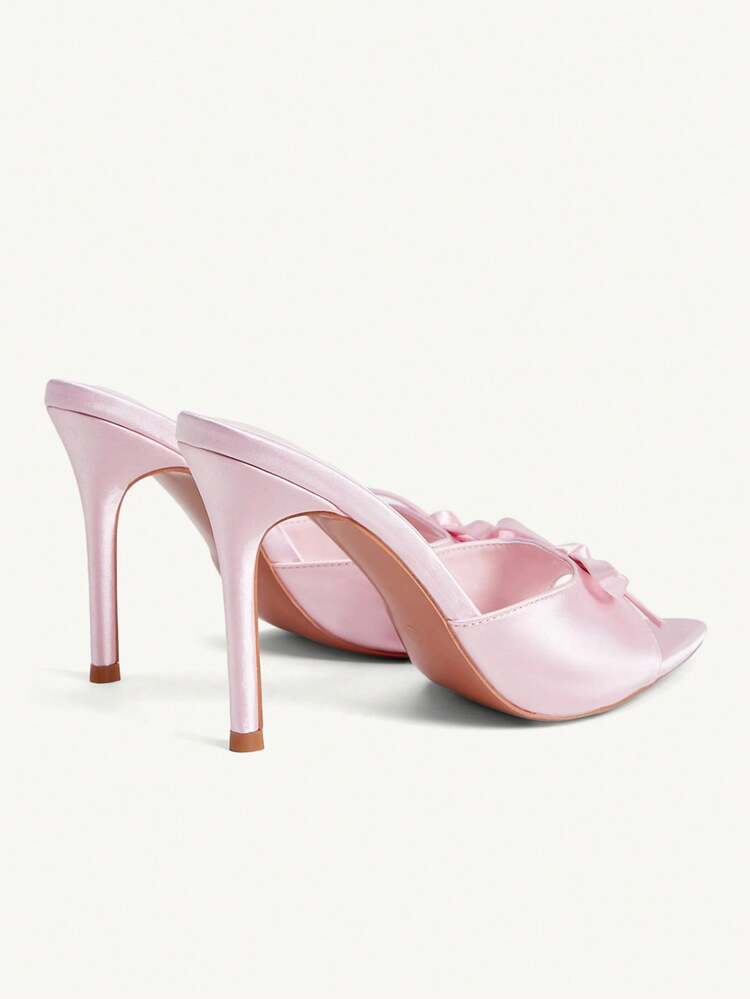 CUCCOO CHICEST Women Shoes Pink Satin Satin Spring And Summer Bow Element Fashion Sexy Pointed Stiletto Slippers Summer Shoes