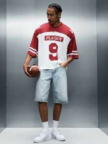 PLAYBOY X SUMWON Football Style Mesh Short Sleeve Jersey Tee With Bunny Logo Print And Athletic Number Design - Multicolor - View 3