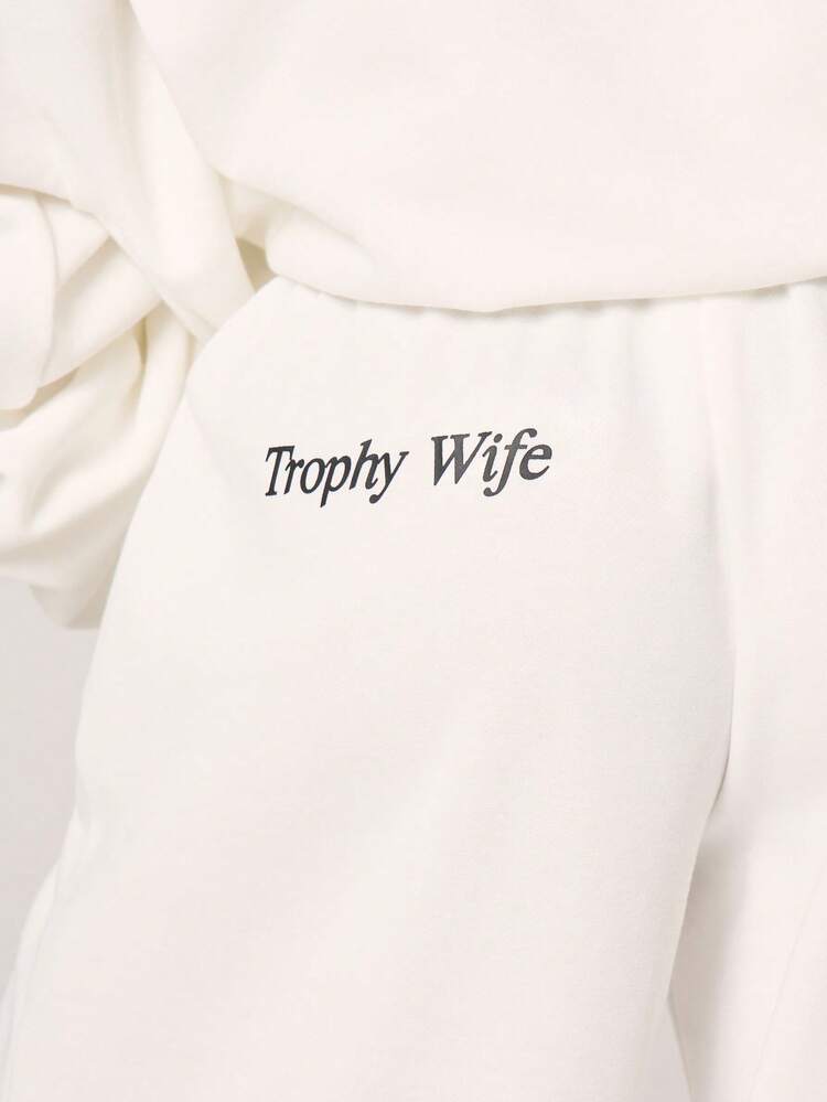 MISSGUIDED Trophy Wife Slogan Wide Leg Joggers