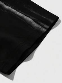 PAVTROS Camiseta de manga corta con cuello redondo y estampado gráfico minimalista para hombres - Negro - Ver 4