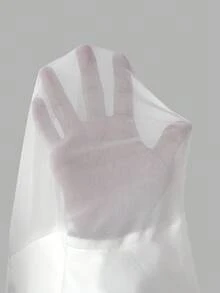 SHEIN BAE 黑色透视网纱拼接不对称连体衣，适合圣诞节、万圣节、亡灵节等场合，女士款 - 白色 - 查看 7