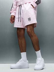 PLAYBOY X SUMWON Quần short thể thao dáng rộng, có dây rút, in logo PB và hình thỏ ở phía sau, thích hợp mặc mùa hè. - Hồng - Xem 3