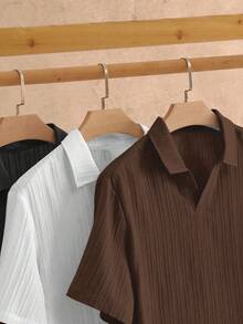 HIMLAND 3pcs Pack Men's Minimalist Silky Short Sleeve Polo Shirt, Summer - Multicolor - View 5