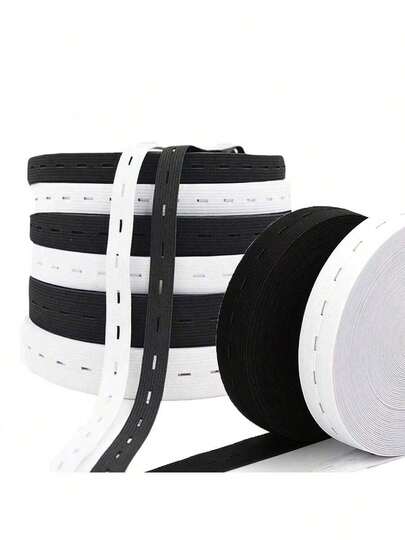 1PC, 30 Meters, Button Hole Knitted Elastic Band, Rubber Band Elastic Band Elastic Webbing, Suitable For DIY Sewing Clothing And Pants Accessories