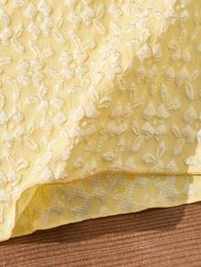 SHEIN 2件套 少女休闲纯色黄色蝴蝶结露背吊带背心和短裤套装