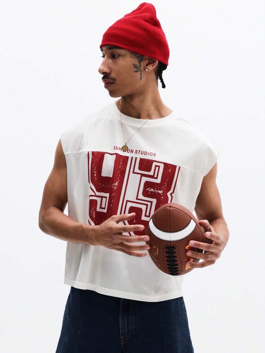 SUMWON Áo tank top lưới kiểu dáng rộng rãi, cổ tròn, không tay, thích hợp mặc hàng ngày vào mùa hè và mùa xuân. - trắng - Xem 1