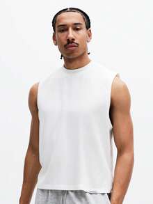 SUMWON Essential Sleeveless Cotton Tank Top Crew Neck Casual Summer Everyday Basic Layering Piece Regular Fit Men's Undershirt Wardrobe Staple - White - View 5