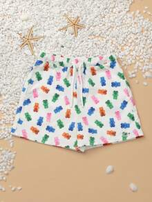 SUMWON 男童泳裤，通体印有小熊软糖图案，夏季沙滩泳裤，弹性腰带 - 彩色 - 查看 1