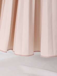 Conjunto de blusa sin mangas y falda plisada para niñas, adecuado para la escuela, salidas y otras ocasiones - Albaricoque - Ver 4