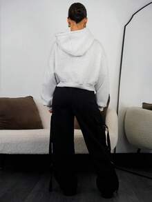 SAYEHFBABY 水洗纯色口袋休闲直筒牛仔裤 - 黑色 - 查看 2