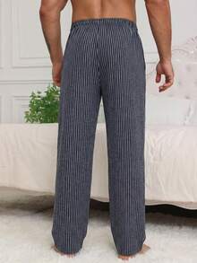 DAZY 男士条纹松紧腰休闲裤，春季款 - 黑色 - 查看 2