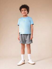 SUMWON Boys Short Sleeve Oshima Tokyo Graphic Tee And Heathered Shorts Summer Co-Ord Set Casual Everyday Outfit - Multicolor - View 5