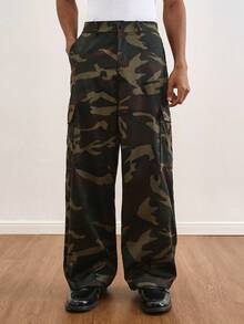TOKVUE 男士迷彩图案工装口袋宽松阔腿裤 - 彩色 - 查看 4