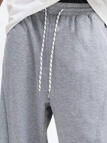 SUMWON Comfortable Relaxed Fit Drawstring Sweatpants With Side Pockets For Casual Loungewear And Weekend Wear Plain - Light Grey - View 4