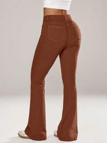 SHEIN ICON Women Jeans - Coffee Brown - View 2