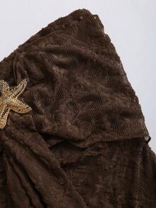 Sweetra 女士复古性感修身蕾丝提花休闲舒适优雅高端户外棕色连衣裙，春季 - 棕色 - 查看 6