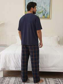 DAZY Conjunto de pijama de camiseta de manga corta y pantalones de varios colores para hombre, primavera/verano - Multicolor - Ver 3