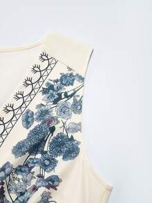 SHEIN Franclia 花卉印花装饰，海滩度假风，适合日常穿着，浪漫优雅的深V领花卉长裙（含腰带） - 彩色 - 查看 6