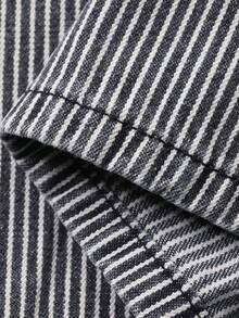 DAZY 青少年男童条纹口袋休闲百搭日常阔腿牛仔裤 - 藍色 - 查看 9