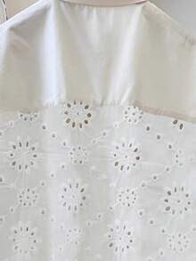 Resyla 女士刺绣休闲衬衫，适合度假、居家和通勤，春夏款 - 白色 - 查看 3