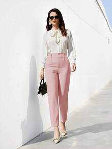 Aveloria Modichic Daily Commuting, Versatile For Leisure, Wide-Leg Style, Suitable For Various Occasions, Women's Straight-Leg Nine-Inch Suit Pants - Baby Pink - View 4