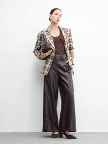 CUCCOO BIZCHIC 女士经典酒红色尖头中粗跟一脚蹬鞋，适合通勤、约会、派对、度假、圣诞节婚礼等各种场合。 - 煙燻棕 - 查看 6