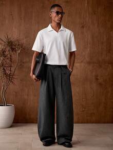 AKNOTIC Business Casual 3件装男士夏季波浪扎染提花短袖Polo衫 - 白色 - 查看 5