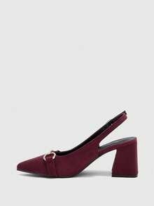 CUCCOO BIZCHIC Women's Burgundy Thick Heel Pumps, Classic Minimalistic Design, Suitable For Commuting, Dating, Party, Holiday, Wedding For Christmas Valentine's Day Spring Shoes - Rose burgundy - View 10