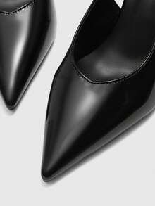 CUCCOO BIZCHIC Women's Pointed Toe High Heel Black Backless Pumps, Minimalist Commuting & Daily Wear Slip-On Dress Shoes - Black - View 8