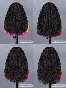 9AM Hair Store Invisi Draw-Strings Kinky Curly 360 Lace Frontal Glueless Wig With Bleached Knots Wear And Go Glueless Human Hair Wig Pre-Plucked Hairline 180% Density 14-16 Bob Inch 18-26 Regular Inch Unprocessed Virgin Hair Christmas Wigs Y2k Human Hair Wig Christmas Gifts - SNatural - View 5