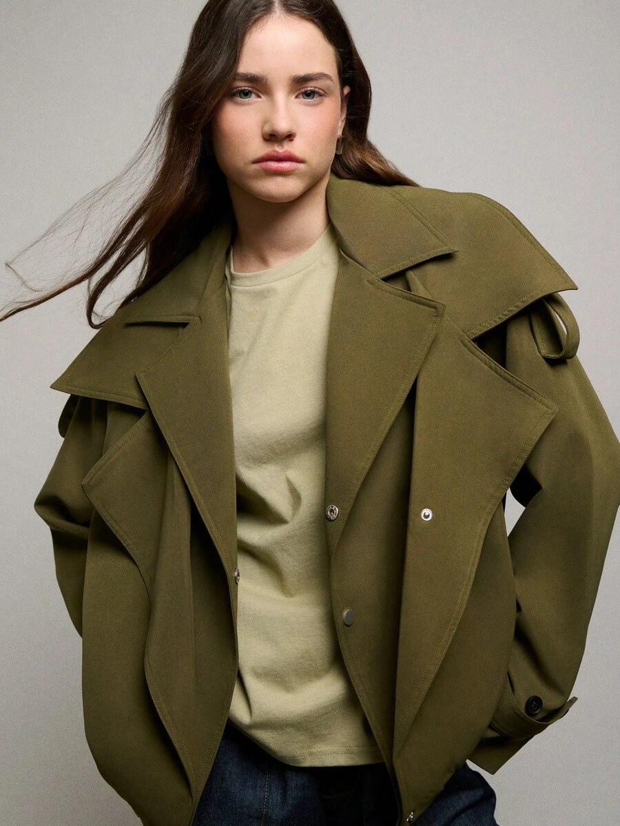 Nöista Oversized Jacket With Wide Lapel And Lightweight Structured Fit. Chic And Modern, Perfect For Spring Outfits, Everyday Wear And Spring Styling. - Green - View 1