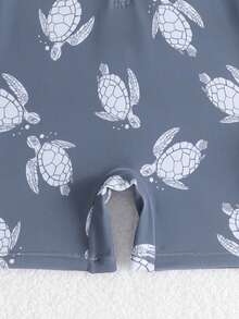 SHEIN 一套男童长袖连体泳衣，含泳帽，适合沙滩和水疗中心 - 彩色 - 查看 4