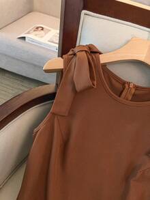 GlowEve CURVE Plus Size Elegant,Fashionable Waist Brown Dress,Summer,Wedding,Black And White,Refined Star Embellished Sleeveless Dress With Pearls,Parties - Brown - View 3