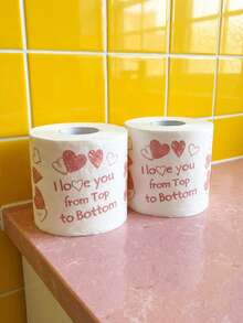 Joivida [1 Roll Of "I Love You" Toilet Paper] "I Love You From Top To Bottom" Toilet Paper Roll, Decorative Love Themed Paper Product, Universal Holiday Gift, No Electricity Required, Feather Free, Suitable For Anniversaries, Weddings, Party Decorations, Valentine's Day, Etc., Suitable For 14 Years Old And Above - Multicolor - View 3