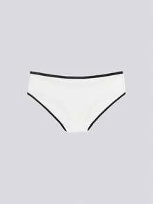 Loungeista 3入組運動風格和極簡主義風格的女孩中腰三角設計黑白日本風內褲 - 黑與白 - 查看 9