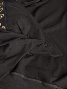 Grunge Punk SpringVintage Napoleon Style Embroidered Metal Button Hooded Sweatshirt Jacket - Dark Grey - View 11