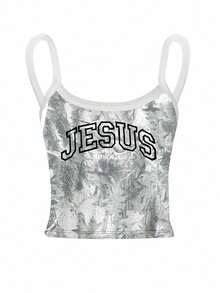 INAWLY Top corto ajustado de tela con bloques de color, camiseta gráfica casual para mujer - Multicolor - Ver 3