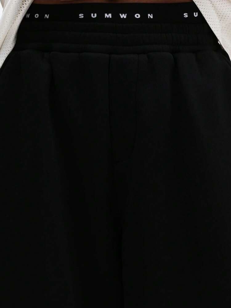 SUMWON Oversized Wide Leg Denim Jorts With Side Stripe Detail Casual Summer Basketball Shorts