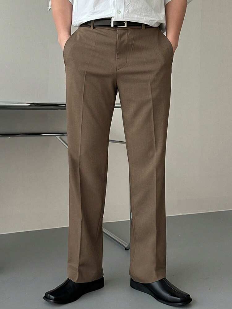 Men's Solid Color Business Suit Set, Suitable For Spring And Autumn