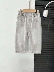 SHEIN Baby Boy Casual Washed Distressed Elastic Waist Jeans - Light Wash - View 5
