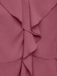 Nöista Elegant Dusty Mauve Chiffon Long-Sleeved Ruffled Top,Autumn Dinner Date Top For Parties And ,Layered Or Worn Alone - Dusty Pink - View 6