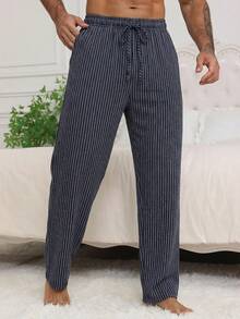 DAZY 男士条纹松紧腰休闲裤，春季款 - 黑色 - 查看 4