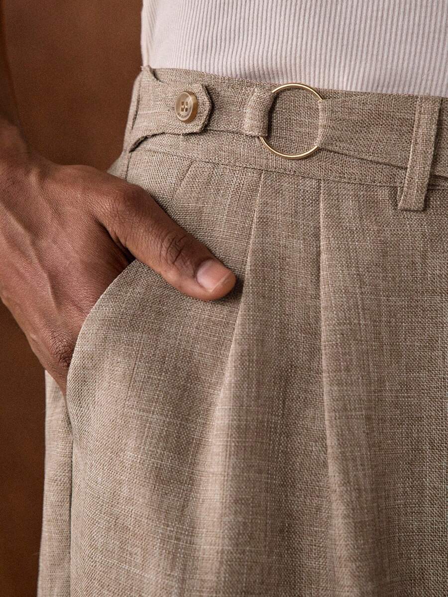 AKNOTIC Men's Herringbone Jacquard Loose Pants, Suitable For Christmas Party, Business Casual, Autumn, Boyfriend Gift, Holiday - Army Green - View 1