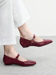 CUCCOO BIZCHIC Women's Square Toe Minimalist Fashion Daily Versatile Red Flat Sandals Valentine's Day - Red - View 3