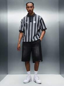 PLAYBOY X SUMWON Regular Fit Vertical Striped Collared Polo Shirt With Button Placket Short Sleeve Classic Summer Casual Lightweight Top - Multicolor - View 3