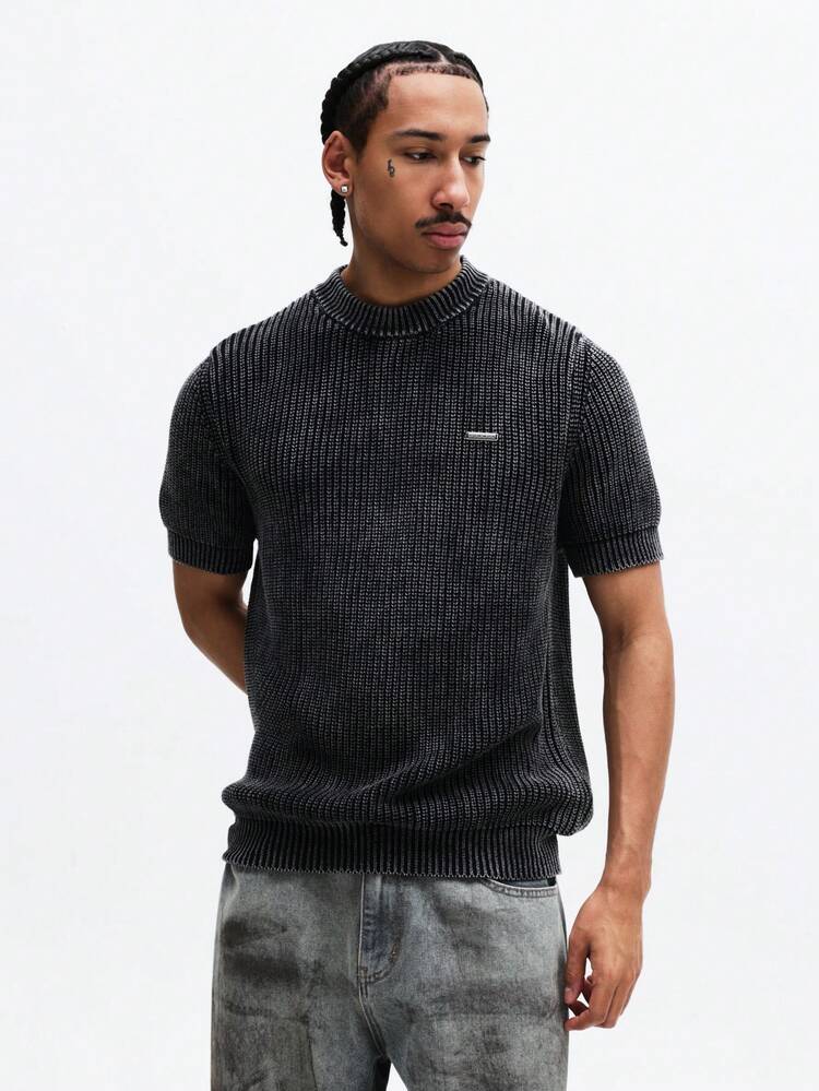 Short Sleeve Ribbed Knit Top