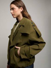 Nöista Oversized Jacket With Wide Lapel And Lightweight Structured Fit. Chic And Modern, Perfect For Spring Outfits, Everyday Wear And Spring Styling. - Green - View 6