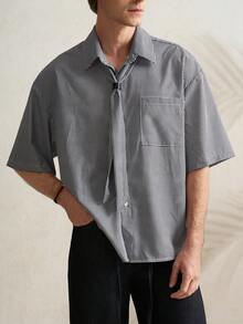 Airaco 男士千鸟格印花贴袋休闲百搭短袖衬衫