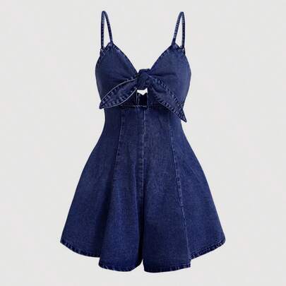Women's Sexy Retro Denim Jumpsuit Romper, Blue
